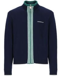 CASABLANCA - Blauer woll-cardigan mit stehkragen - Lyst