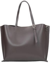 ESTRO - Dunkelbraune shopper tasche für frauen aus premium italienischem echtem leder - Lyst