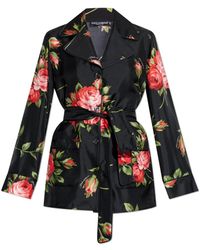 Dolce & Gabbana - Overhemden ,Zwart ,Zijden Blouse Met Riem - Lyst
