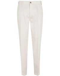 Eleventy - Broeken ,Wit ,Katoen Pantalon Chino Met Elastische Tailleband - Lyst