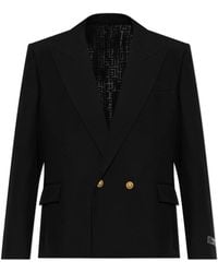 Balmain - Double-Breasted Blazer Met Dubbele Split - Lyst