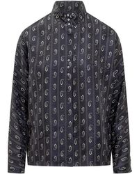 Tory Burch - Overhemden ,Blauw ,Jacquard Viscose En Zijden Blouse - Lyst