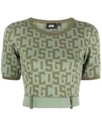Gcds - Truien & Vesten ,Groen ,Groene Monogram Trui Casual Stijl - Lyst
