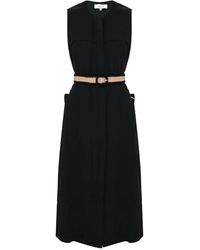 Kocca - Midi-Kleid Mit Kontrastierendem Gürtel Und Knöpfen - Lyst