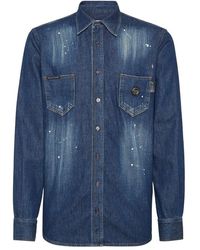 Philipp Plein - Denim Shirt Lange Mouw Skull&Bones - Lyst