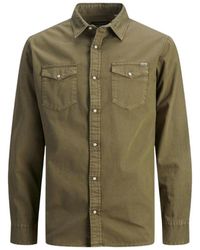 Jack & Jones - Overhemden ,Groen ,Katoen Stretch Katoenen Overhemd Herfst/Winter Collectie - Lyst