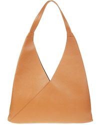 Liviana Conti - Orange leder dreieck design hobo tasche,schwarze leder hobo tasche mit dreiecksdesign - Lyst