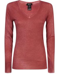 Avant Toi - Tops ,Rood ,Katoen Katoenen T-Shirts En Polos Bordeaux - Lyst