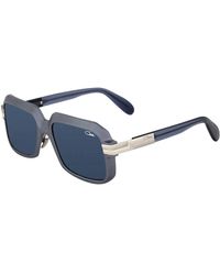 Cazal - Silberne aluminium sonnenbrille mit quadratischer form und dunkelblauen gläsern - Lyst