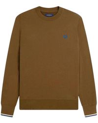 Fred Perry - Hoodies & Sweatvesten ,Bruin ,Katoen Crew Neck Sweatshirt - Lyst