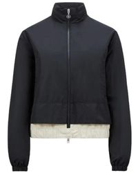 Moncler - Jassen ,Blauw ,Nylon Janze Hooded Twill Short Down Jacket - Lyst