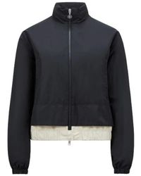 Moncler - Jassen ,Blauw ,Nylon Janze Hooded Twill Short Down Jacket - Lyst