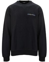 DSquared² - Hoodies & Sweatvesten ,Zwart ,Katoen Pullover Sweatshirt Print - Lyst