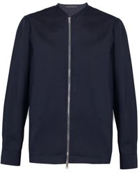 Low Brand - Jassen ,Blauw ,Wol Collarless Zip-Up Jacket - Lyst