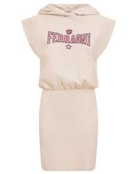Chiara Ferragni - Chiara ferragni abito corto panna in cotone con cappuccio e logo ferragni stampato rosa - m - Lyst