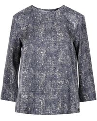 Max Mara - Overhemden ,Blauw ,Denim Blauwe Denim Effect Crew Neck Shirt - Lyst