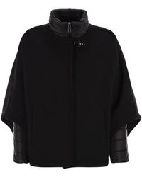 Fay - Jassen ,Zwart ,Wol Double-Face 3-In-1 Cape - Lyst