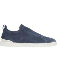 ZEGNA - Blaue triple stitch slip-on sneakers - Lyst