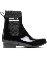 COACH - Schwarze gummi wellington stiefel - Lyst