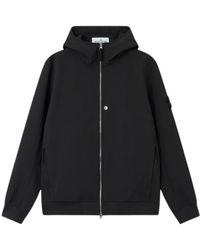 Stone Island - Jassen ,Zwart ,Polyester Soft Shell Hooded Jacket - Lyst