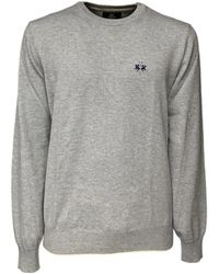 La Martina - Logo pullover grau baumwolle wolle - Lyst