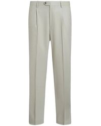 Etro - Broeken ,Wit ,Wol Plooitjes Broek Met Tailored Pasvorm - Lyst