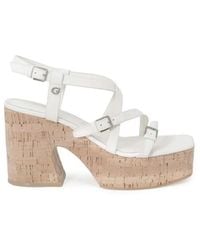 Guess - Schoenen ,Leer Leren Hoge Hak Sandalen - Lyst