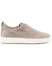 Santoni - Sneakers slip-on in camoscio grigio - Lyst