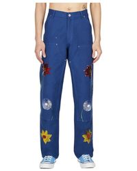 Sky High Farm - Broeken ,Blauw ,Katoen Broeken - Lyst