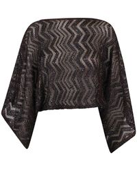 Missoni - Overhemden ,Bruin ,Cropped Mesh Top Met Kimono Mouwen - Lyst