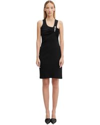 Coperni - Kleedjes ,Zwart ,Katoen Washing Clip Rib Jurk - Lyst