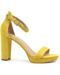 Guess - Schoenen ,Geel ,Leer High Heel Sandalen - Lyst