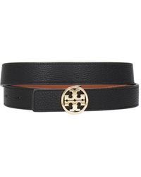 Tory Burch - Gürtel aus genarbtem leder mit logo-schließe - Lyst