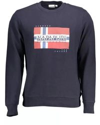 Napapijri - Blauw Katoenen Sweatshirt Met Ronde Hals - Lyst