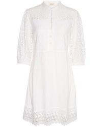 Cream - Kleedjes ,Wit ,Sneeuwwit 3/4 Jurk Met Kant Details - Lyst