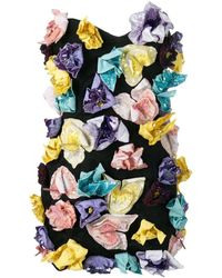 The Attico - Strapless Mini-Jurk Met Bloemenapplicaties - Lyst