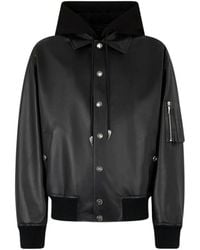 Roberto Cavalli - Leren Bomberjack Met Capuchon - Lyst