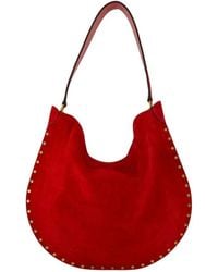 Isabel Marant - Rode Velvet Leren Schoudertas - Lyst