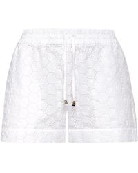 Philipp Plein - Korte Broeken ,Wit ,Katoen Witte Kanten Casual Shorts - Lyst