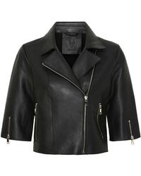 Notyz - Zwarte Cropped Jas Met Licht Gouden Accents - Lyst