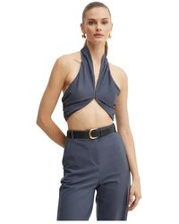 Patrizia Pepe - Tops ,Grijs ,Wol Essential Top - Lyst