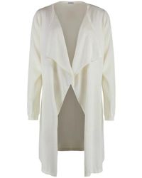 Malo - Truien & Vesten ,Wit ,Katoen Zijde Katoen Gebreid Vest Shawl Kraag - Lyst