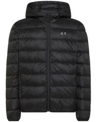 Sun 68 - Jassen ,Zwart ,Nylon Hoodie Down-Jacket - Lyst