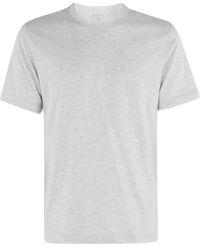Eleventy - Tops ,Grijs ,Katoen T-Shirt Met Ronde Hals En Details - Lyst