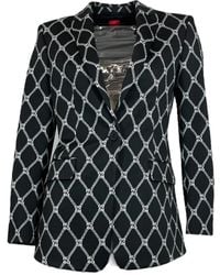 HUGO - Jassen ,Zwart ,Polyester Zwarte Blazer Met Logopatroon - Lyst