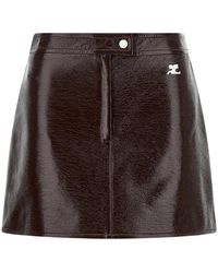 Courreges - Rokken ,Bruin ,Katoen Reedition Vinyl Mini Rok - Lyst