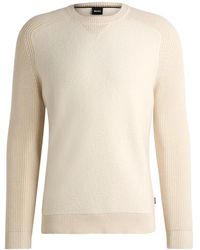 HUGO - Truien & Vesten ,Wit ,Katoen Regular Fit Hybride Trui Met Geribbelde Manchetten - Lyst