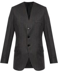 Jil Sander - Jassen ,Grijs ,Wol Blazer Met Visgraatpatroon - Lyst