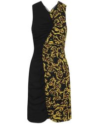 Versace Jeans Couture - Kleedjes ,Veelkleurig ,Polyester Polyester Bedrukte Jurk, Verzamelde Stijl - Lyst