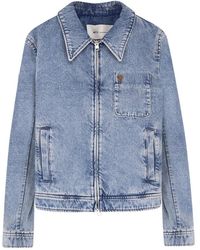 Ami Paris - Jassen ,Blauw ,Katoen De Coeur Zipped Jacket - Lyst
